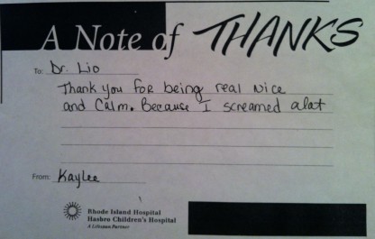 A letter of evaluation from a young patient at my residency program.